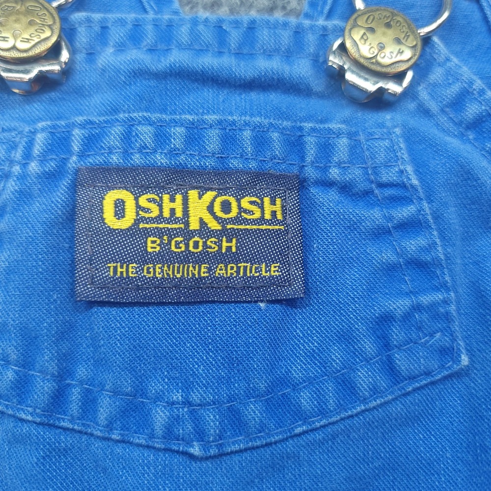 Vintage OshKosh B'gosh Blue Cotton Vestbak Overalls BRASS Made in USA 12 Months